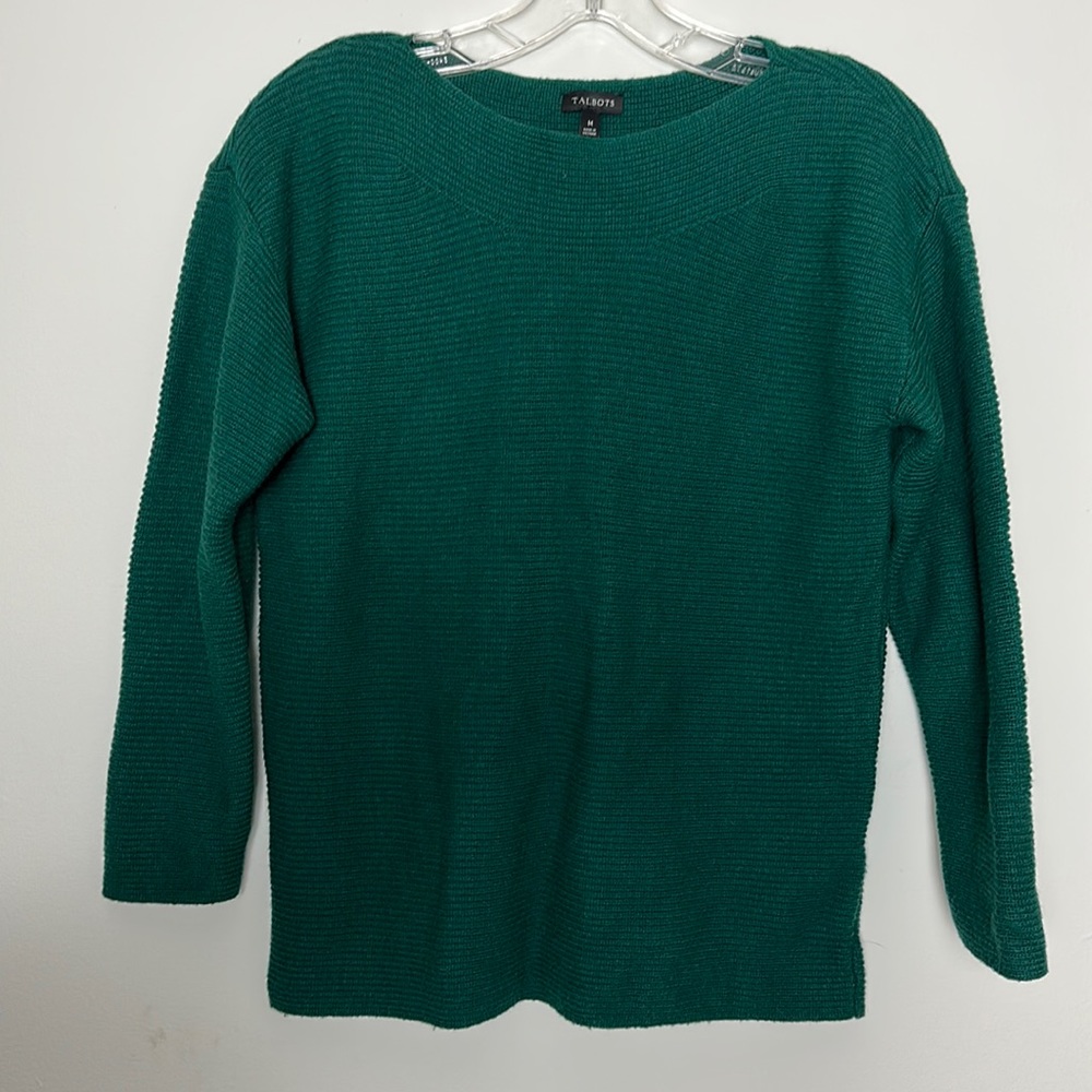 Talbots wool blended dark green women’s sweater size medium